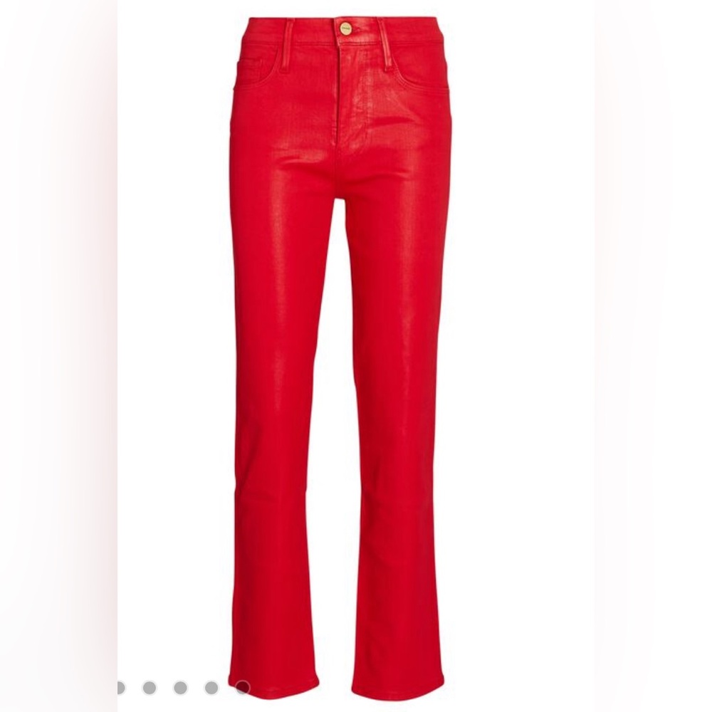 FRAME's classic Le Sylvie jeans in the label's Garnet coated denim Sz 32